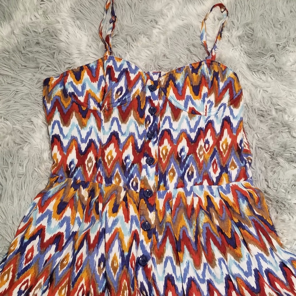 Multi-colored Romper Skort with Buttons
